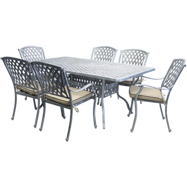 Aluminium Tuscan 6 Seater Dining Set Special with cushions