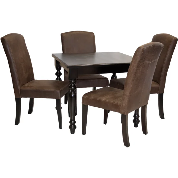 French Veneer Mahogany Primo Leather 4 Seater Dining Set Special