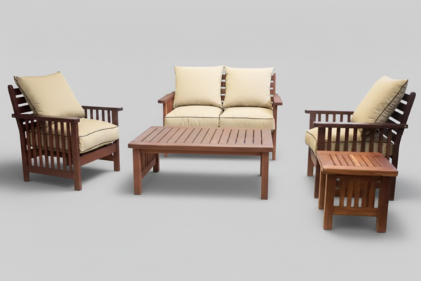 Solid Hardwood Teak 4 Seater 5 Piece Couch Set Special including cushions *Undercover Only*