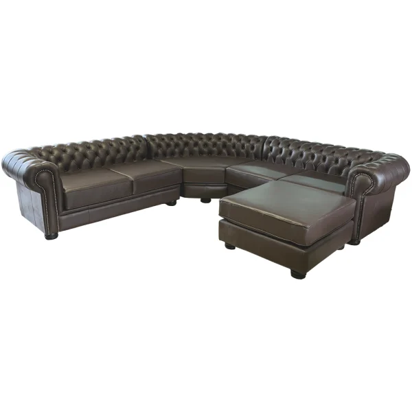 Chesfiled 5 seater corner Universal chaise Leather brown RHF