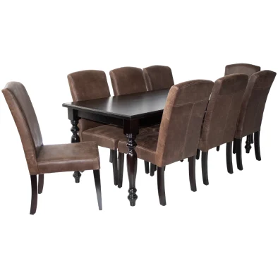 French Mahogany Primo Exotic leather 8 Seater Dining Set Special