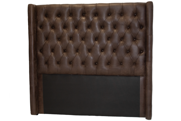 Genuine Full Leather Classic High Double Headboard - Exotic Buffed Brown