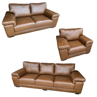 Living 3 Piece 6 Seater Set Exotic Leather chestnut