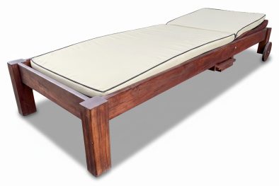 Zambezi Teak Sun Lounger with Universal Beige Cushion flat