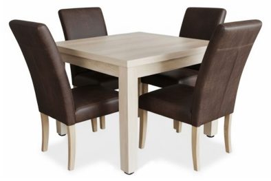 5 Piece Mod Dining Set (Mod 4 Seater Dining Table (1000 X 1000) Solid Cotton Wood & 4 Primo Exotic genuine Full leather Dining chairs with solid Cotton wood legs
