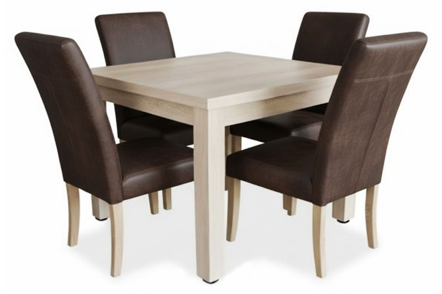 5 Piece Mod Dining Set (Mod 4 Seater Dining Table (1000 X 1000) Solid Cotton Wood & 4 Primo Exotic genuine Full leather Dining chairs with solid Cotton wood legs