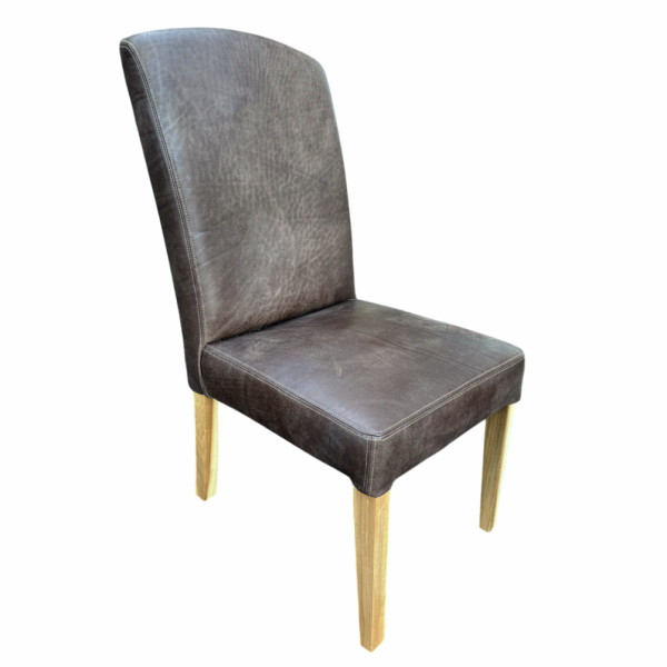 Primo Cotton wood Dining Chair Full Exotic Leather Woodland Brown