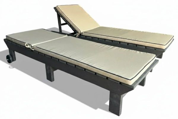 2 Piece Set Special (2 Royal Sun Loungers) (Recycled Plastic- Brown) with cushions