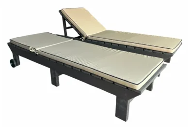 2 Piece Set Special (2 Royal Sun Loungers) (Recycled Plastic- Brown) with cushions