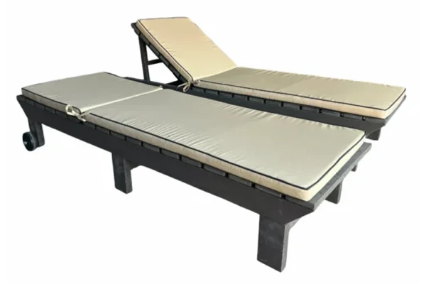 2 Piece Set Special (2 Royal Sun Loungers) (Recycled Plastic- Brown) with cushions