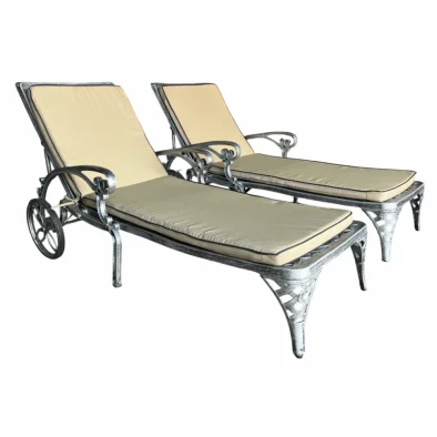 Aluminium Pool Lounger Set with cushions