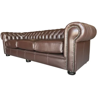 Chessman 3 Seater Couch Leather D-Brown 45°