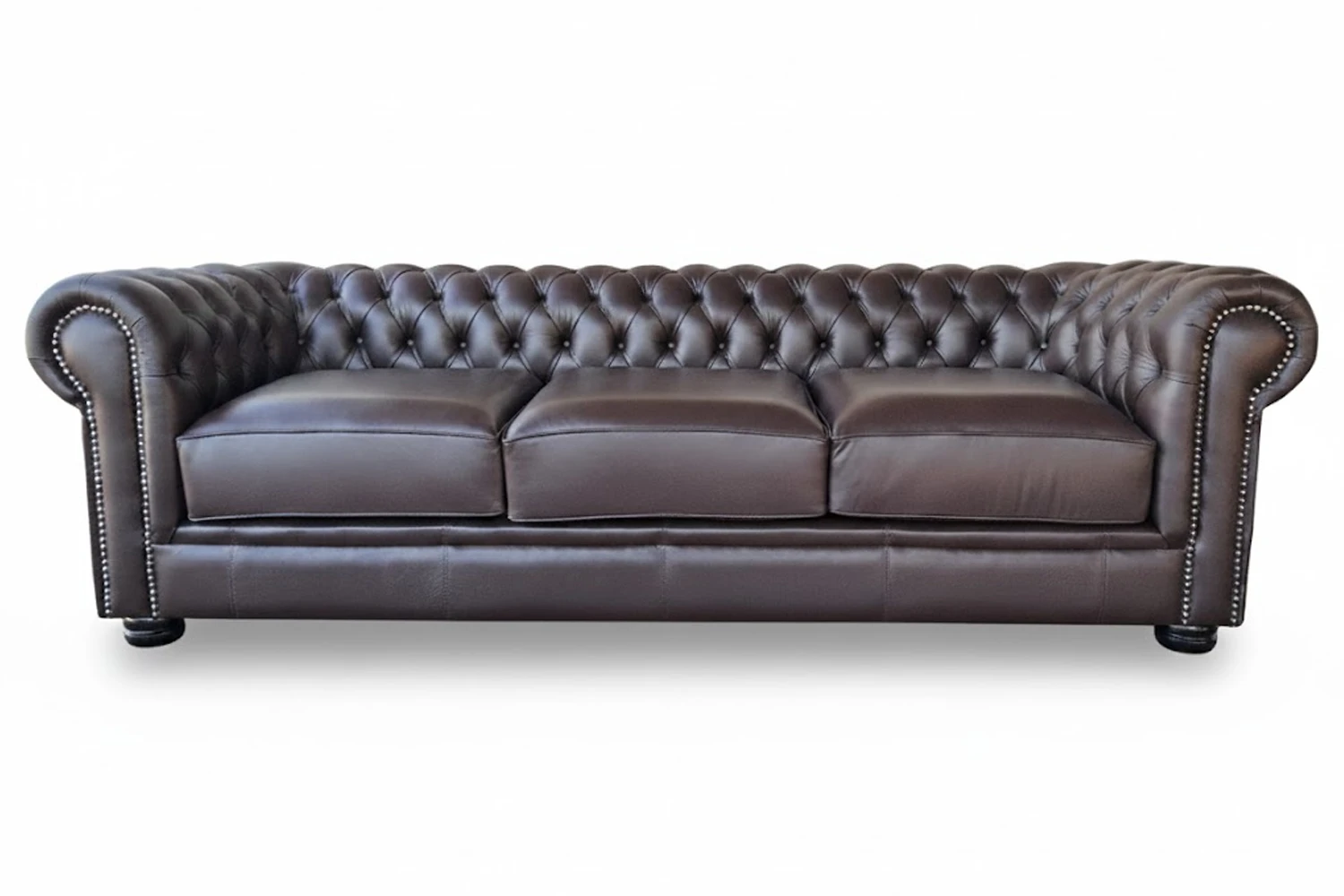 Genuine Full Leather Chessman Comfort 3 Seater couch - D/Brown (XL deep seat)