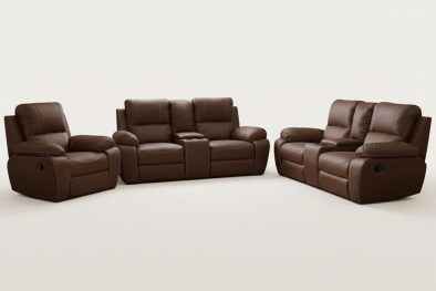 Genuine-Full-Leather-3-Piece-Set-Special-(Premier-1-Seater-and-2-x-2-Seater-plus-Console,-Static)-Brown