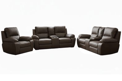 Genuine-Full-Leather-3-Piece-Set-Special-(Premier-1-Seater-and-2-x-2-Seater-plus-Console,-Static)-Brown