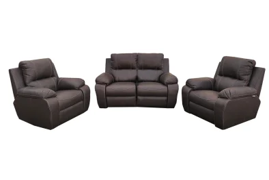 Genuine Full Leather 3 Piece Set Special (Premier 2 x 1 Seater and 2 Seater Non-Reclining, Static) Brown