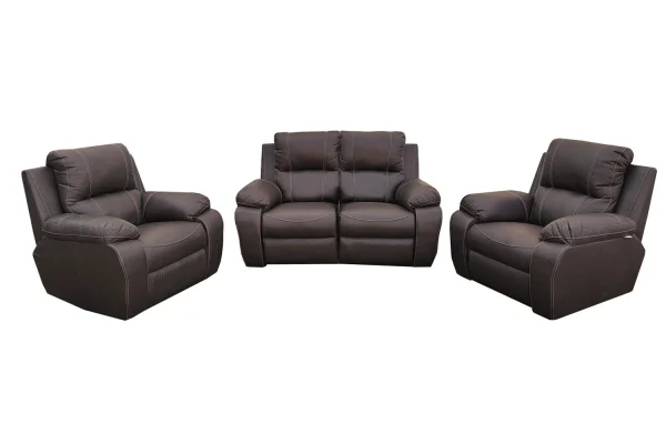 Genuine Full Leather 3 Piece Set Special (Premier 2 x 1 Seater and 2 Seater Non-Reclining, Static) Brown