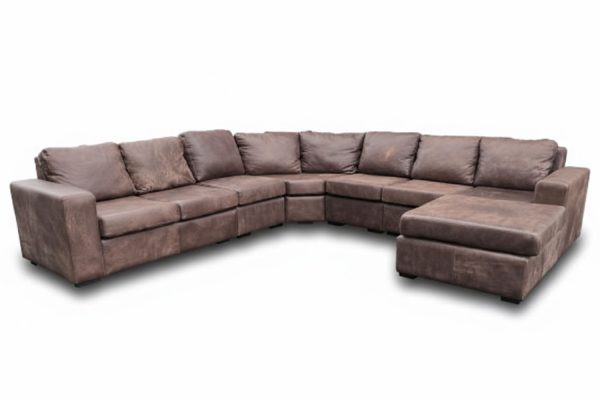 Genuine Full Leather Mod 7 Seater Corner Universal chaise Couch Special – Exotic W.Brown