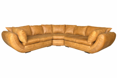 Genuine Full Leather Regal 5 Seater Corner Couch - Exotic Tan
