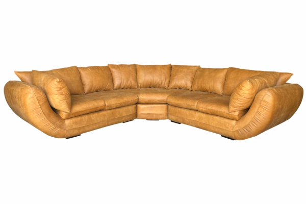 Genuine Full Leather Regal 5 Seater Corner Couch - Exotic Tan