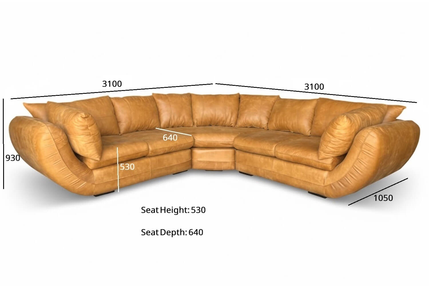 Regal Genuine Leather Corner Lounge 5-Seater (Exotic Tan) - Image 8