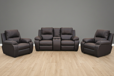 Premier 4 seater + console static couch set - Brown - Lifestyle