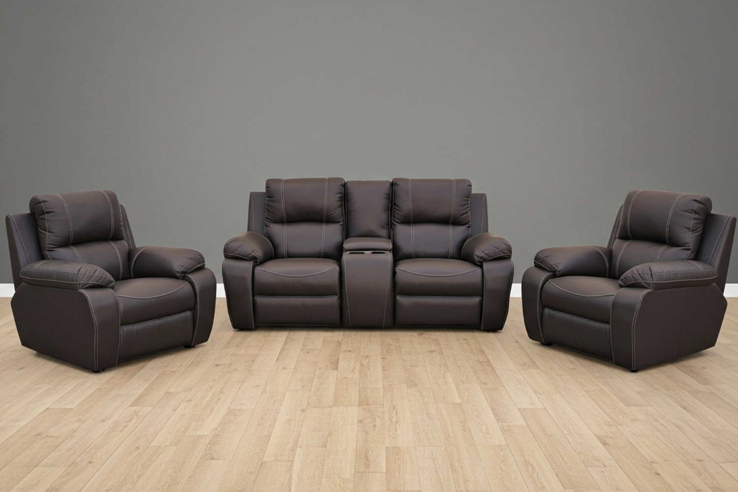 Premier 4 seater + console static couch set - Brown - Lifestyle
