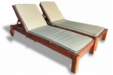 Zambezi Teak 2 Piece set Special (2 Sun loungers) with Universal Beige Cushions
