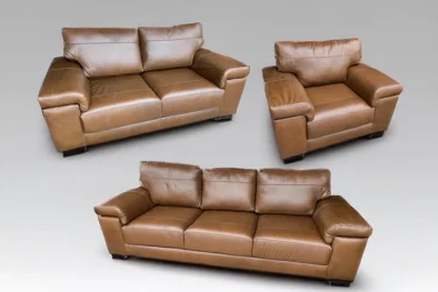 3 Piece Set Special (Life Comfort 1 Seater, 2 Seater and 3 Seater) Exotic genuine Full Leather Chestnut