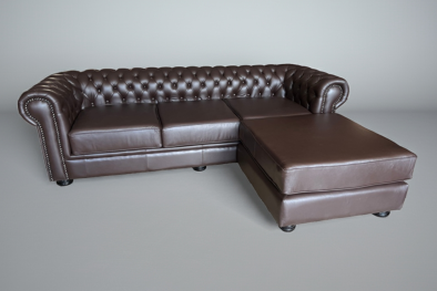Chessman Comfort 3 seater Universal Chaise - Full leather brown - Lifestyle