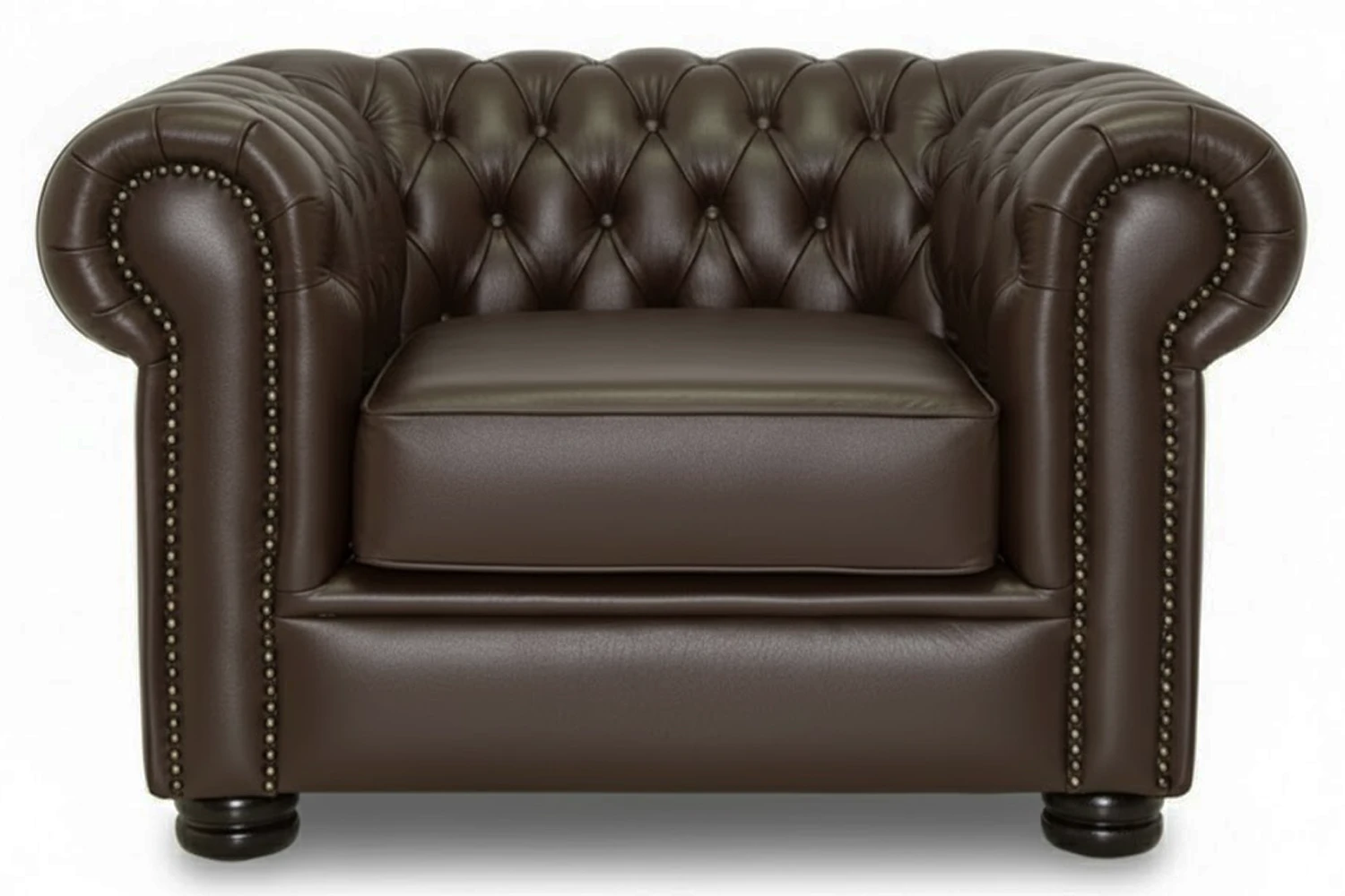 Chesterfield Comfort Genuine Leather Armchair (Dark Brown, XL Deep Seat)