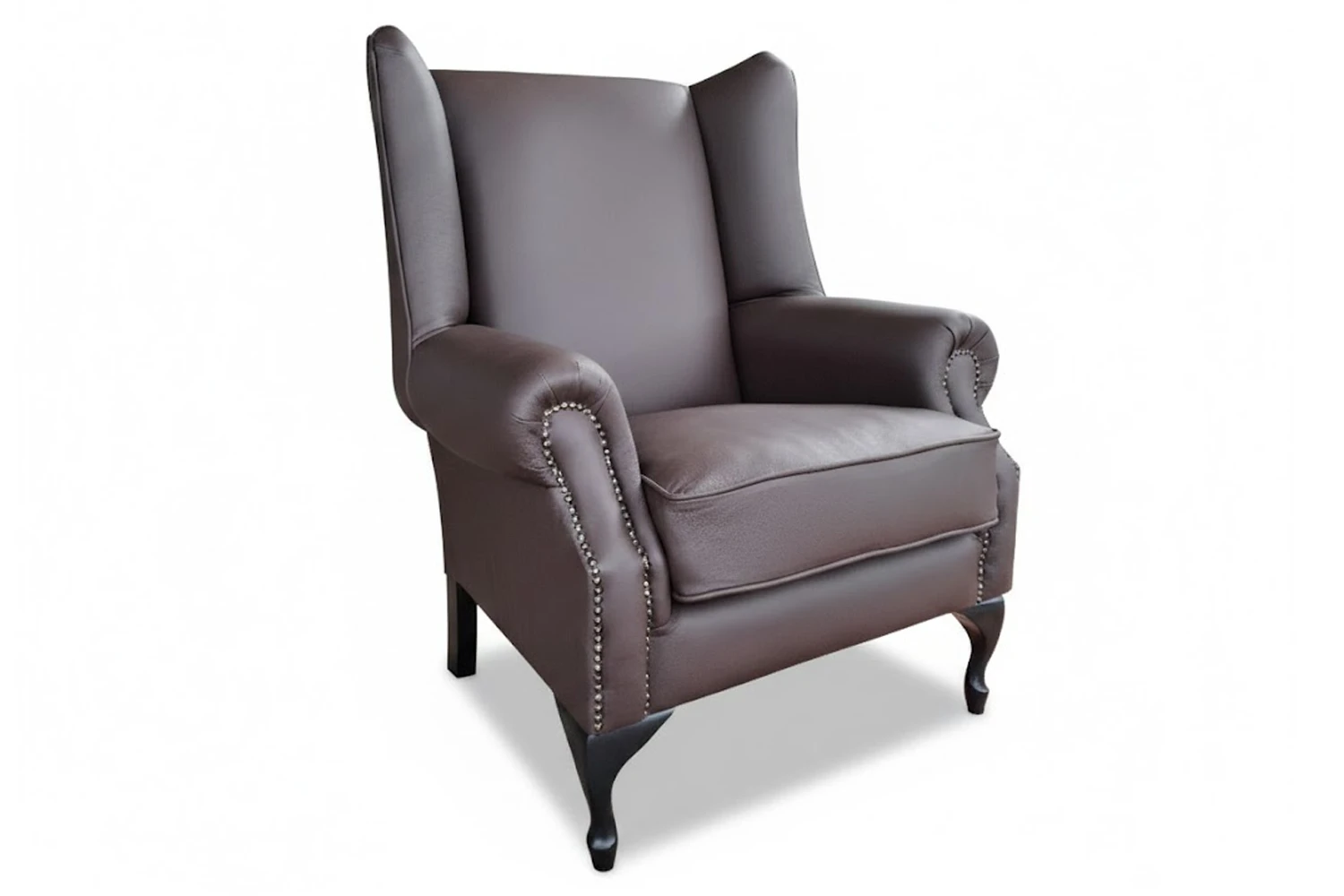 Classica Comfort Genuine Leather Wingback Chair (Brown) - Image 3