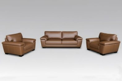 Genuine Full Leather 3 Piece Set (Life Comfort 2 x 1 Seater and 2 Seater) Exotic Chestnut