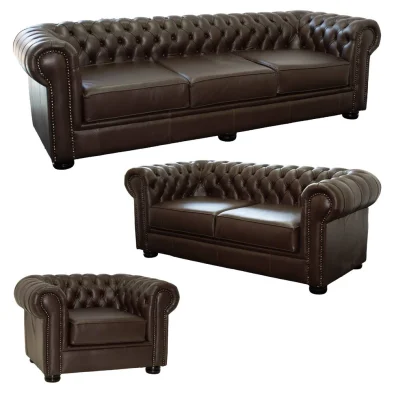 Genuine Full Leather 3 Piece Set Special Chessman Comfort 1 Seater, 2 Seater And 3 Seater)