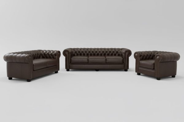 Genuine-Full-Leather-3-Piece-Set-Special-(Chessman-Comfort-1-Seater,-2-Seater-And-3-Seater)-D.Brown-(XL-deep-seat)
