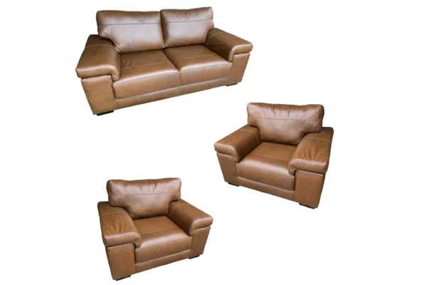 Genuine Full Leather 3 Piece Set Special (Life Comfort 2 x 1 Seater and 2 Seater) Exotic Chestnut
