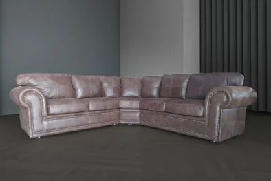 Genuine Full Leather Afrikan Comfort 5 Seater Corner couch Special - Exotic W.Brown