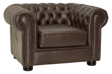 Genuine Full Leather Chessman Comfort Armchair - D-Brown (XL deep seat)