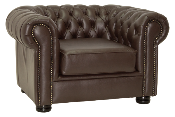 Genuine Full Leather Chessman Comfort Armchair - D-Brown (XL deep seat)