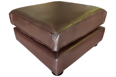 Genuine Full Leather Chessman Comfort Ottoman - D-Brown