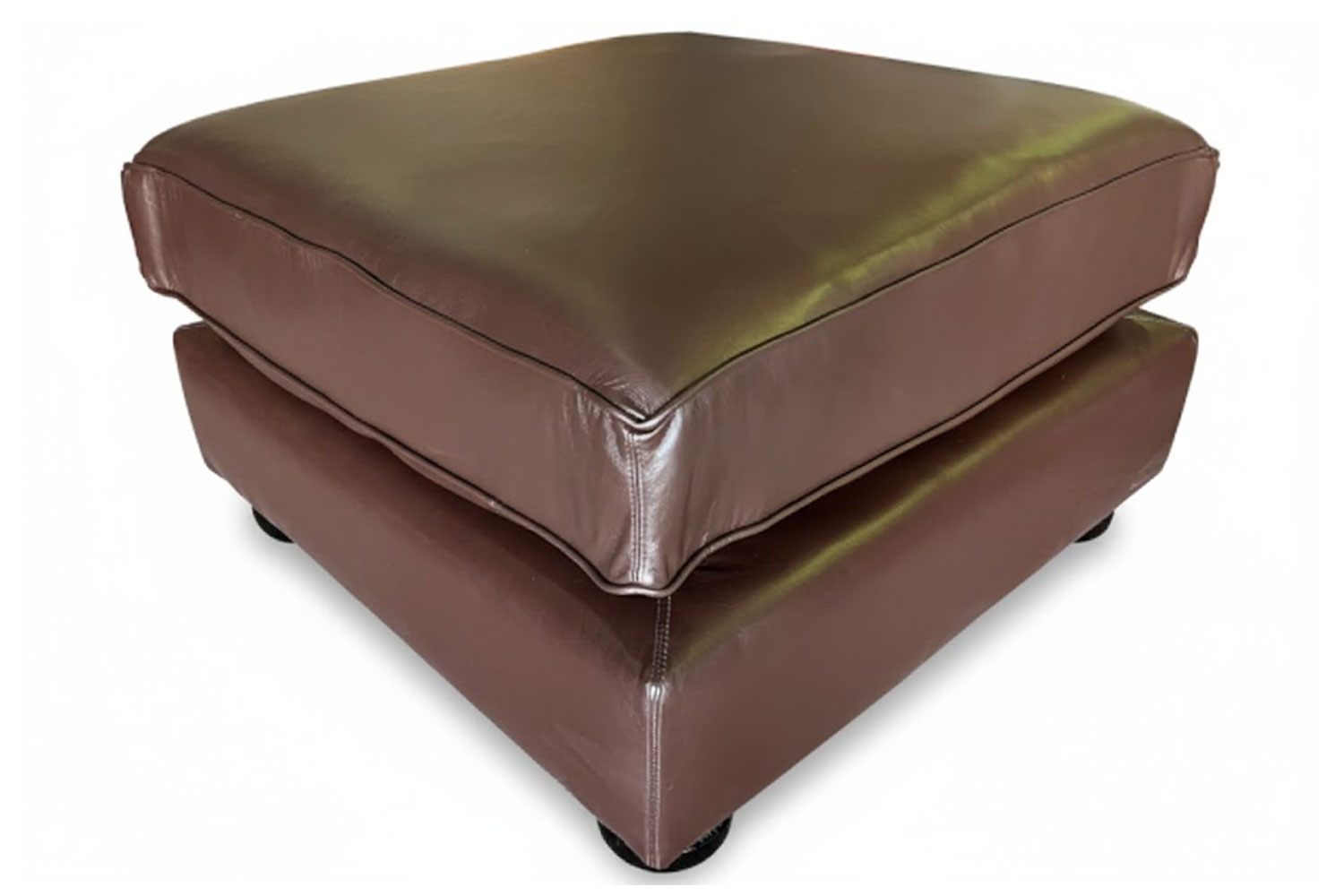 Genuine Full Leather Chessman Comfort Ottoman - D-Brown