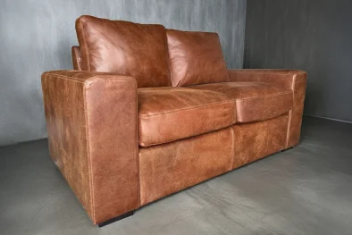 Mode Comfort 2 Seater Couch - Exotic genuine Full Leather Brandy