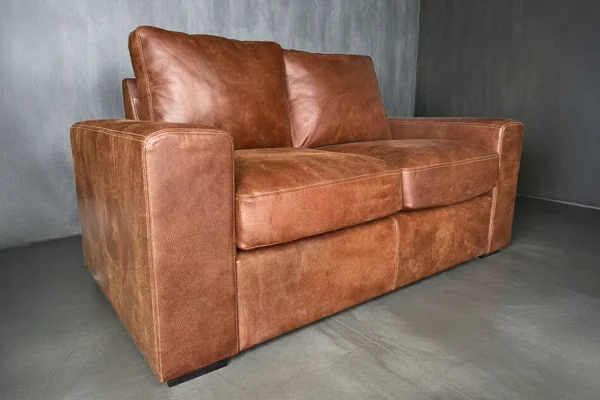 Mode Comfort 2 Seater Couch - Exotic genuine Full Leather Brandy