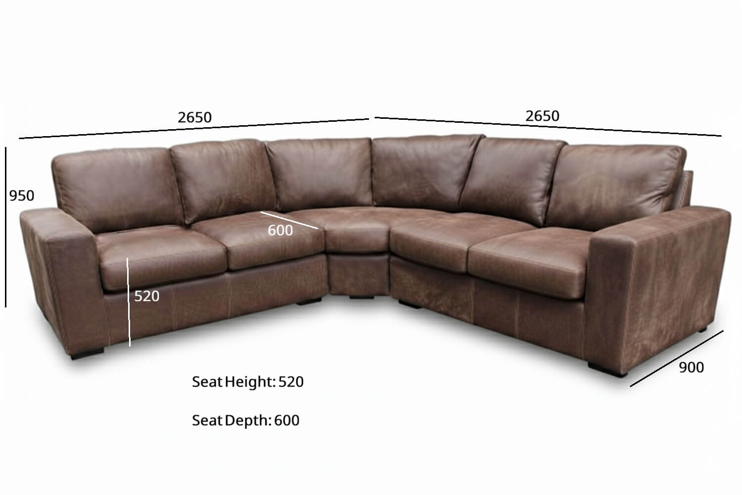 Mode Genuine Leather Corner Lounge 5-Seater (Exotic Brown) - Image 8