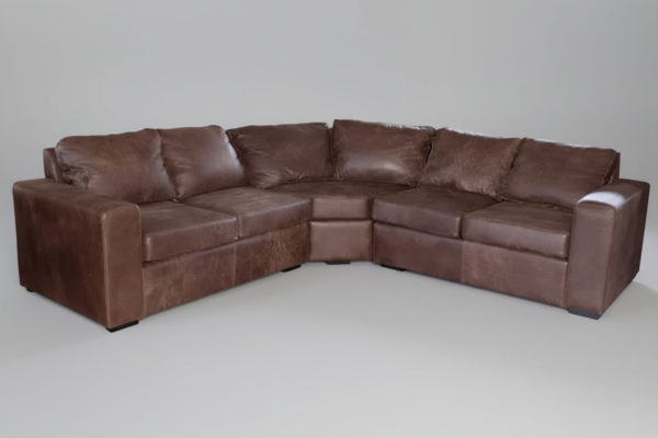 Genuine Full Leather Mode 5 Seater Corner Couch - Exotic W/Brown