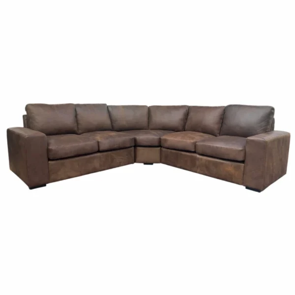 Mode 5 Seater Corner Couch - Exotic Genuine Full Leather W/Brown