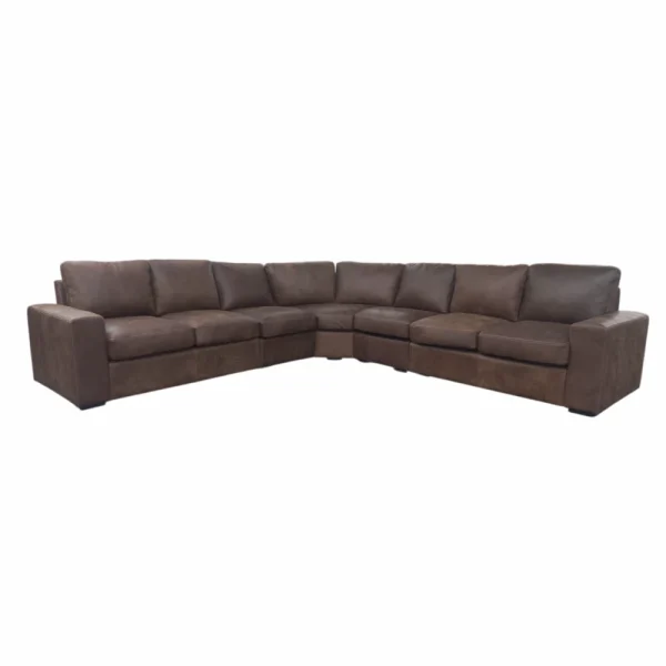 Mode 7 Seater Corner Couch - Exotic Genuine Full Leather W/Brown