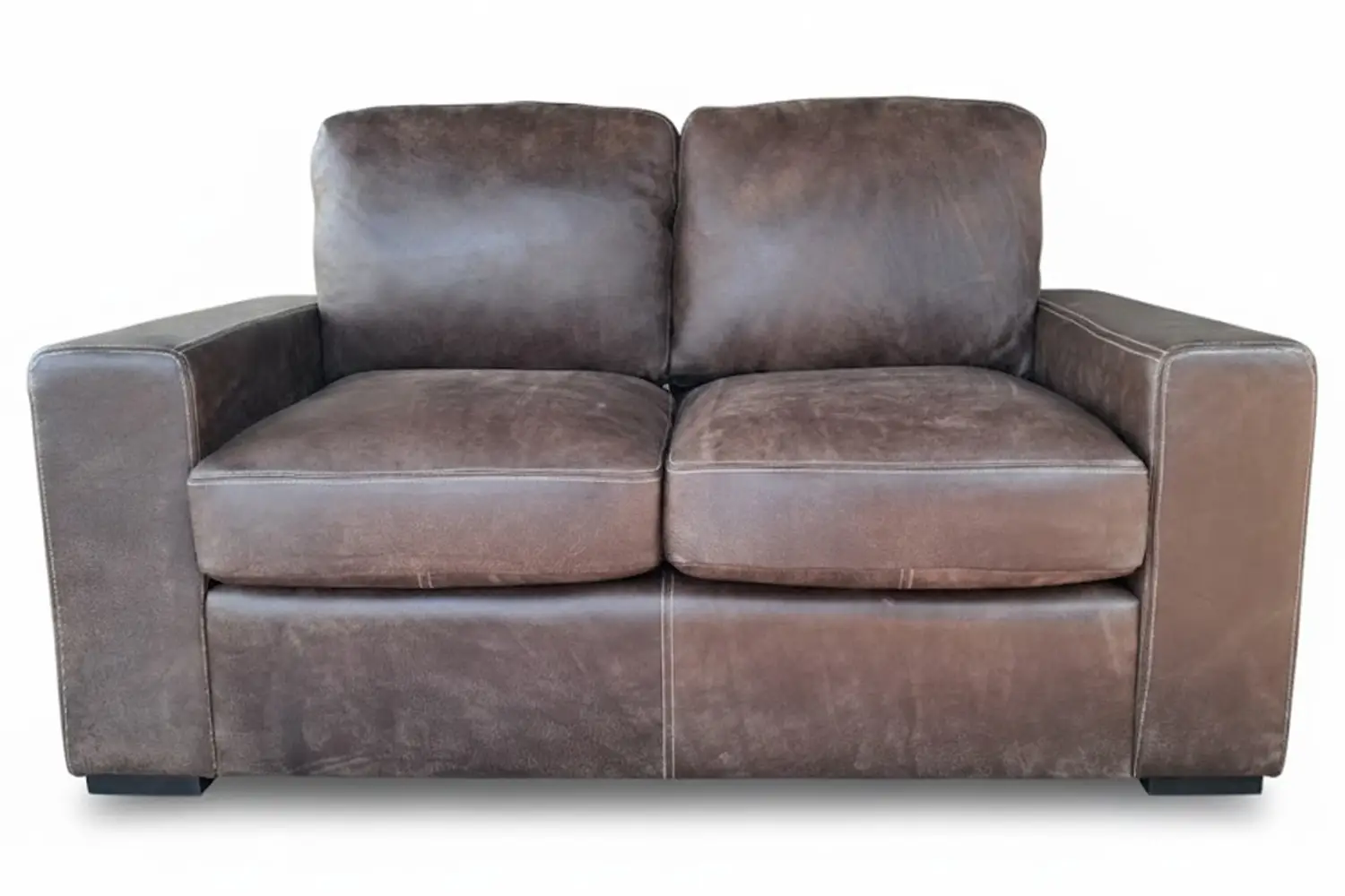 Genuine Full Leather Mode Comfort 2 Seater Couch - Exotic W/Brown