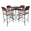 Solid Hardwood Teak 5 Piece Bar Set (Bar table & 4 Bar chairs) with Beige Cushions