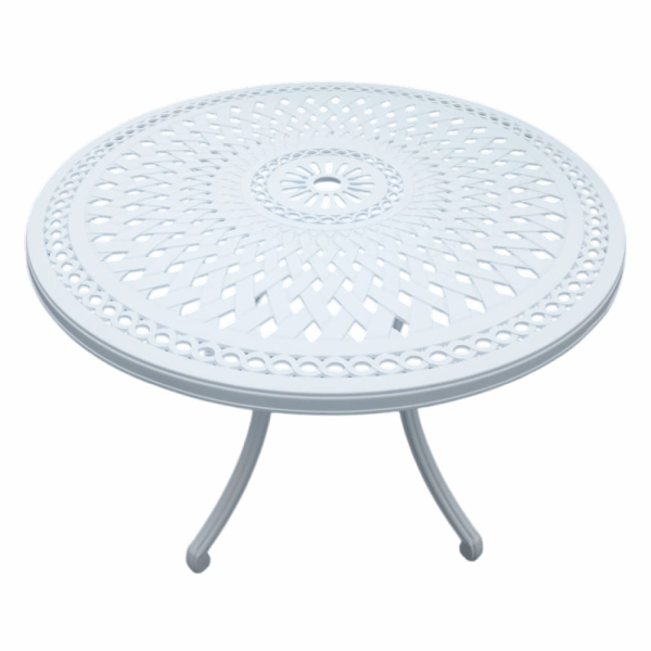 Aluminium 4 Seater Dining Table White 1000 Round - Image 2